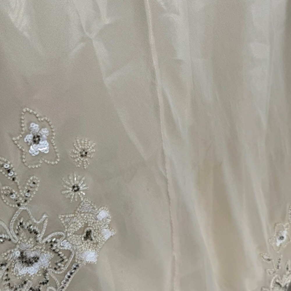 VTG Scala Silk Slip Dress Wedding Formal Beads Sequins Embroidery Ivory Sz Large - Picture 14 of 16
